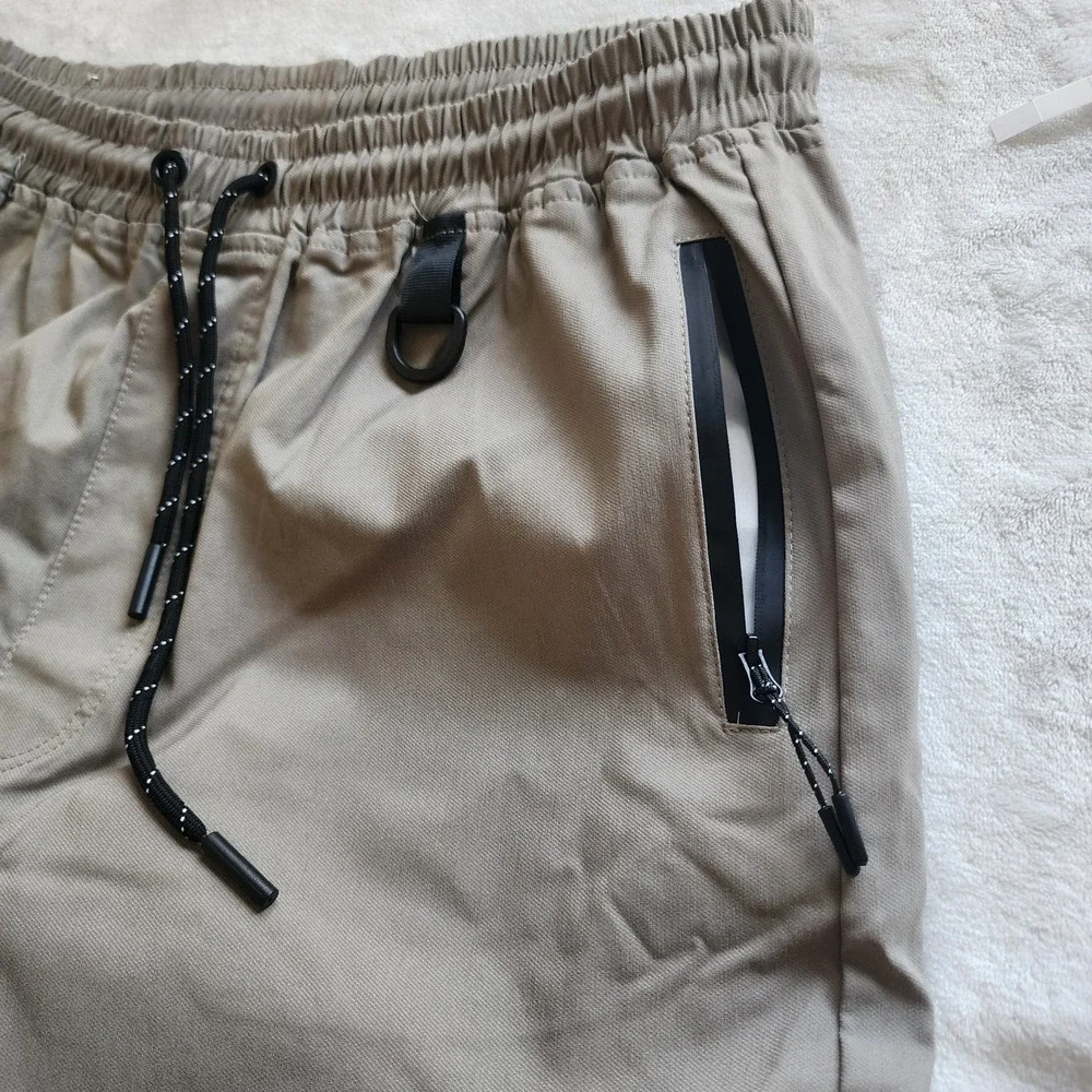 Retro Stitch Mens Khaki Utility Jogger Pants 2XL Water Resistant Techwear Taped